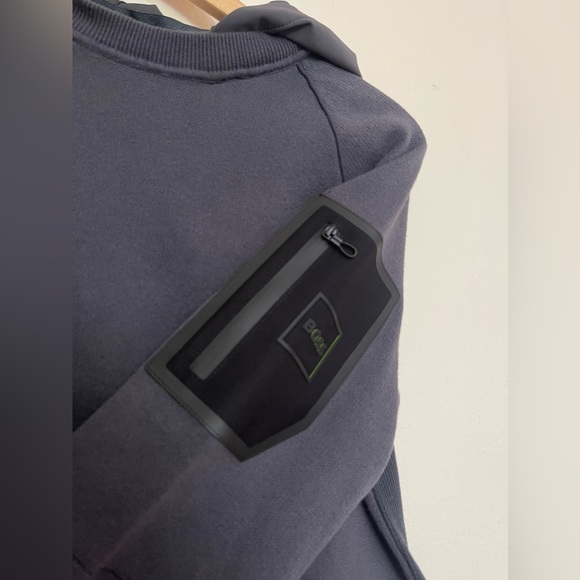 Hugo Boss Grey/Navy Blue fleece hooded pull over - Picture 3 of 8